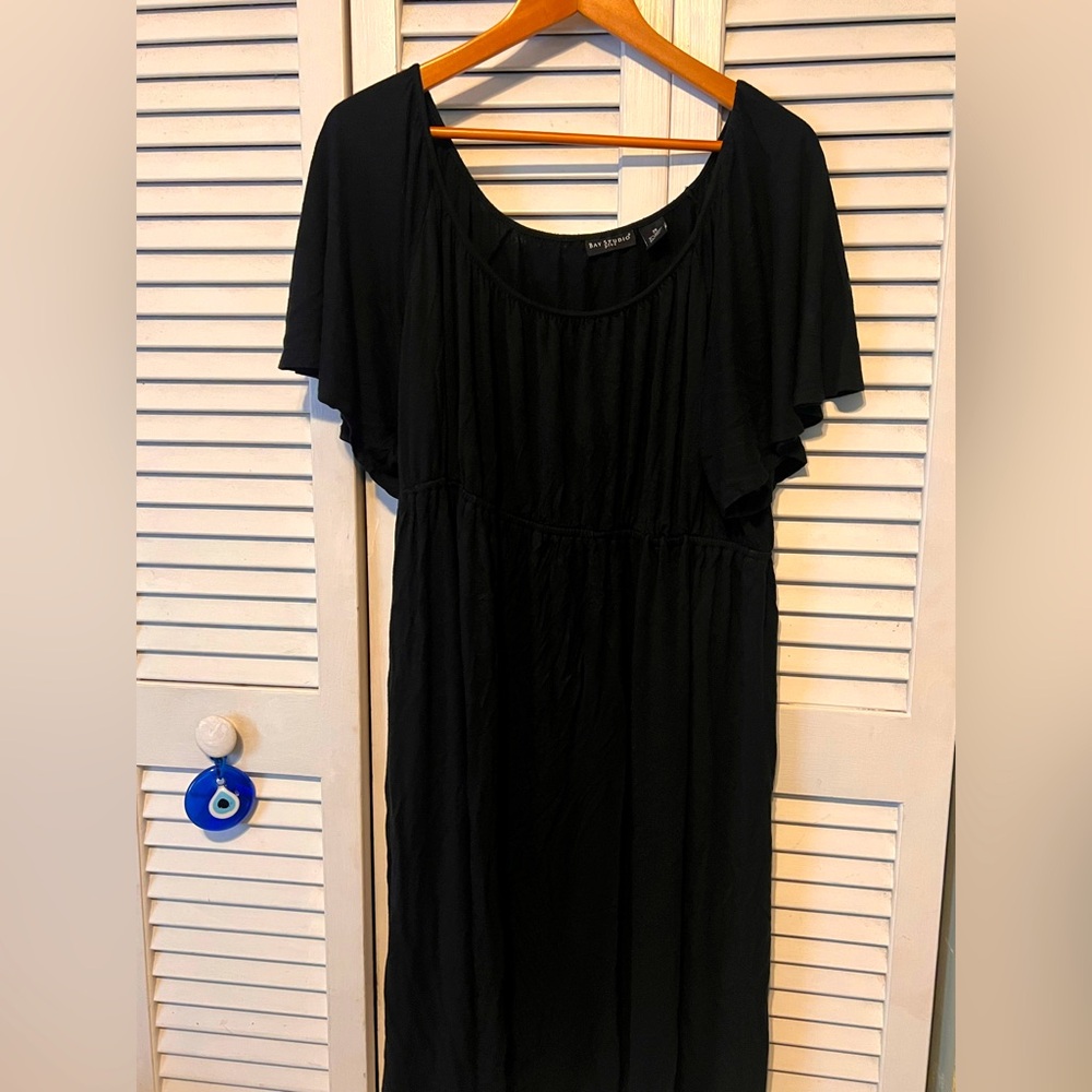 Bay Studio Solid Black Flutter Sleeve Knit Dress Plus
